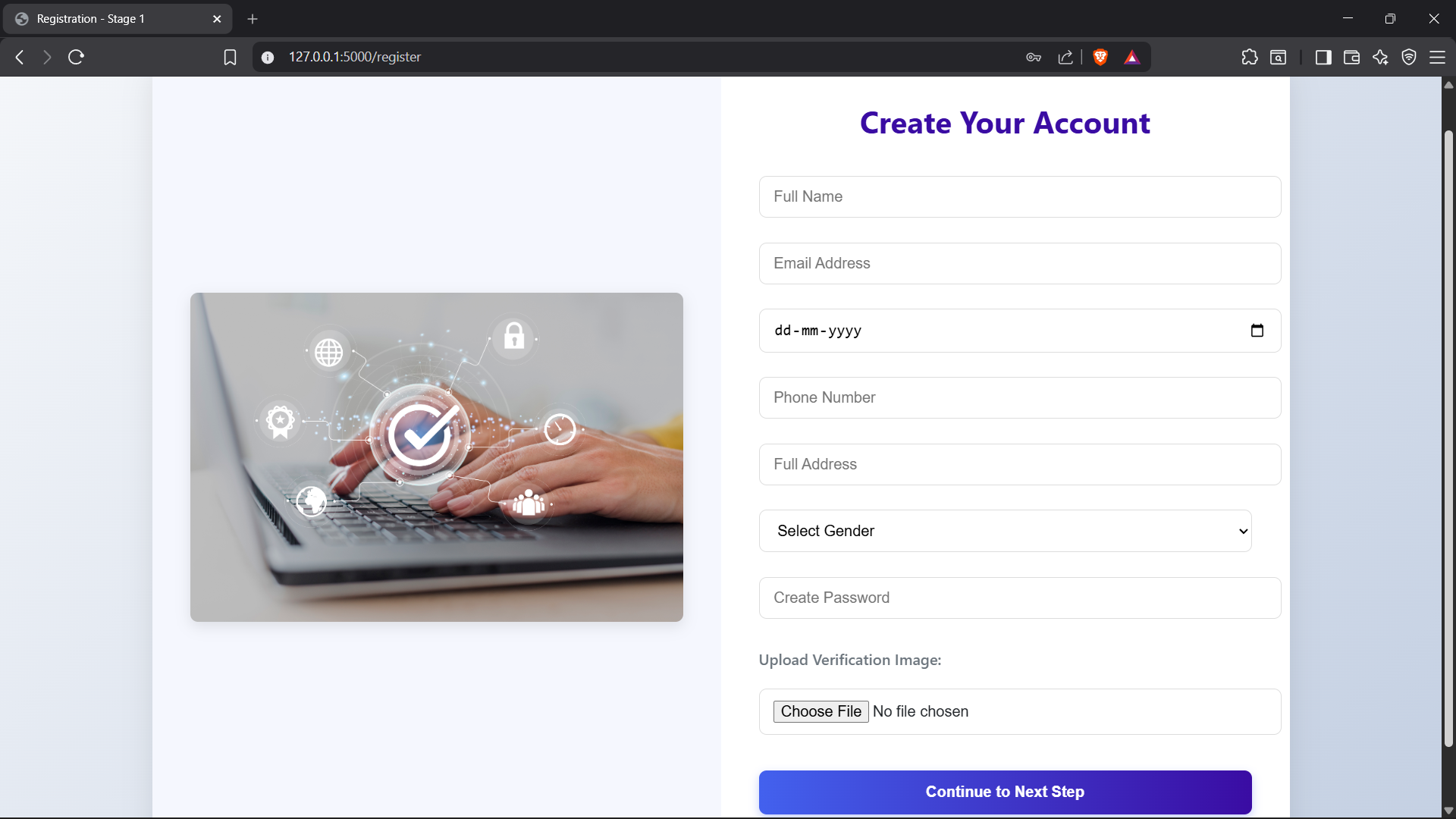 User Profile Signup Layout