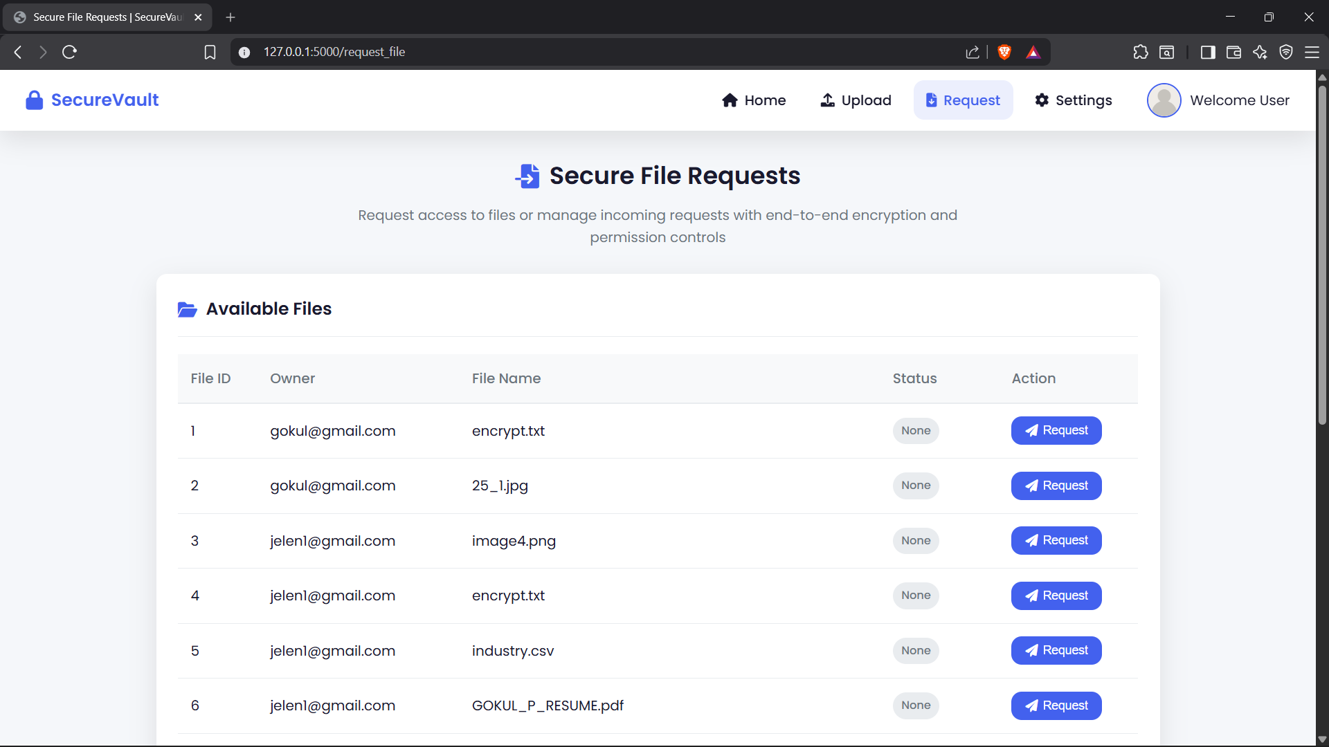 File Requests Log Console