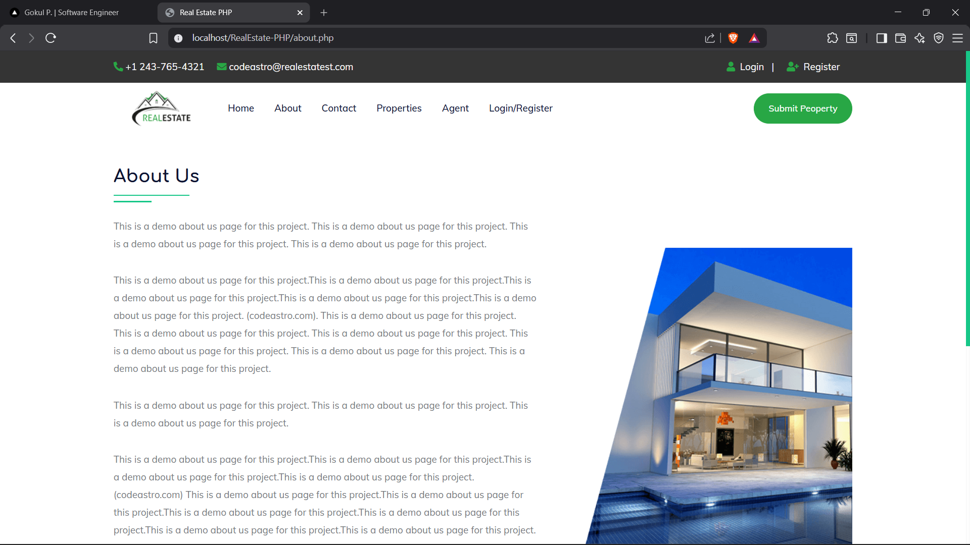 About Page and platform details