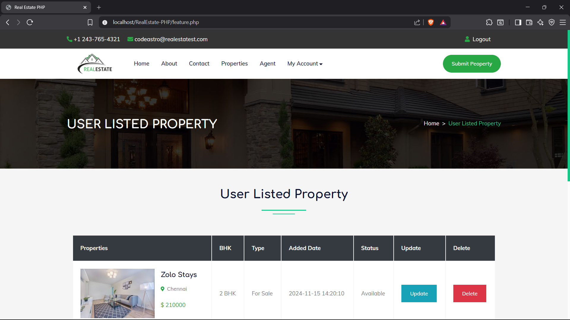 My Listed Properties List